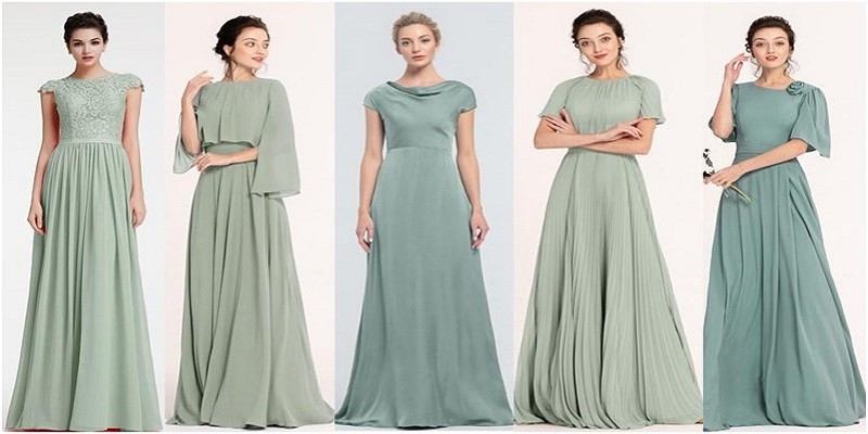 6 Top Cost-effective Modest Eucalyptus Green Bridesmaid Dresses